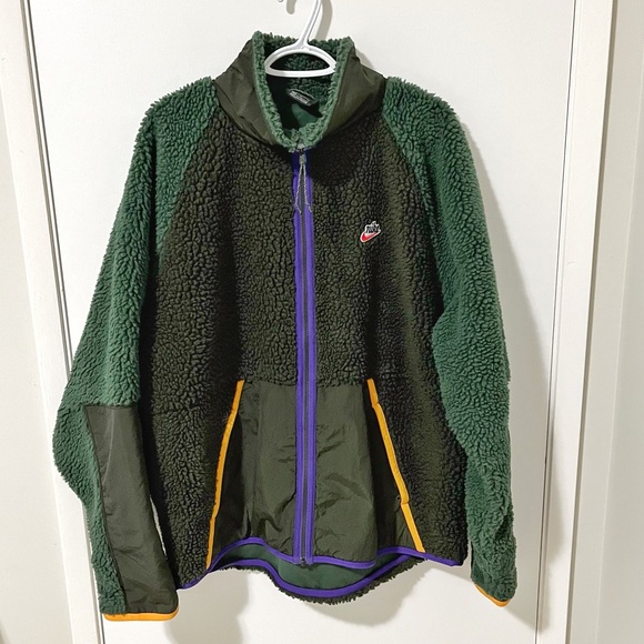 Nike Heritage Sherpa Fleece Zip Up Jacket Green size XLarge - Picture 8 of 16